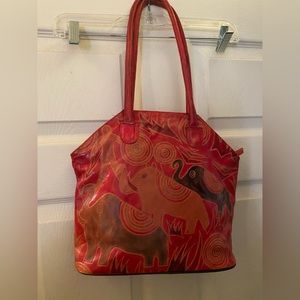COPY - Vintage 90’s Leather Embossed elephant tote purse